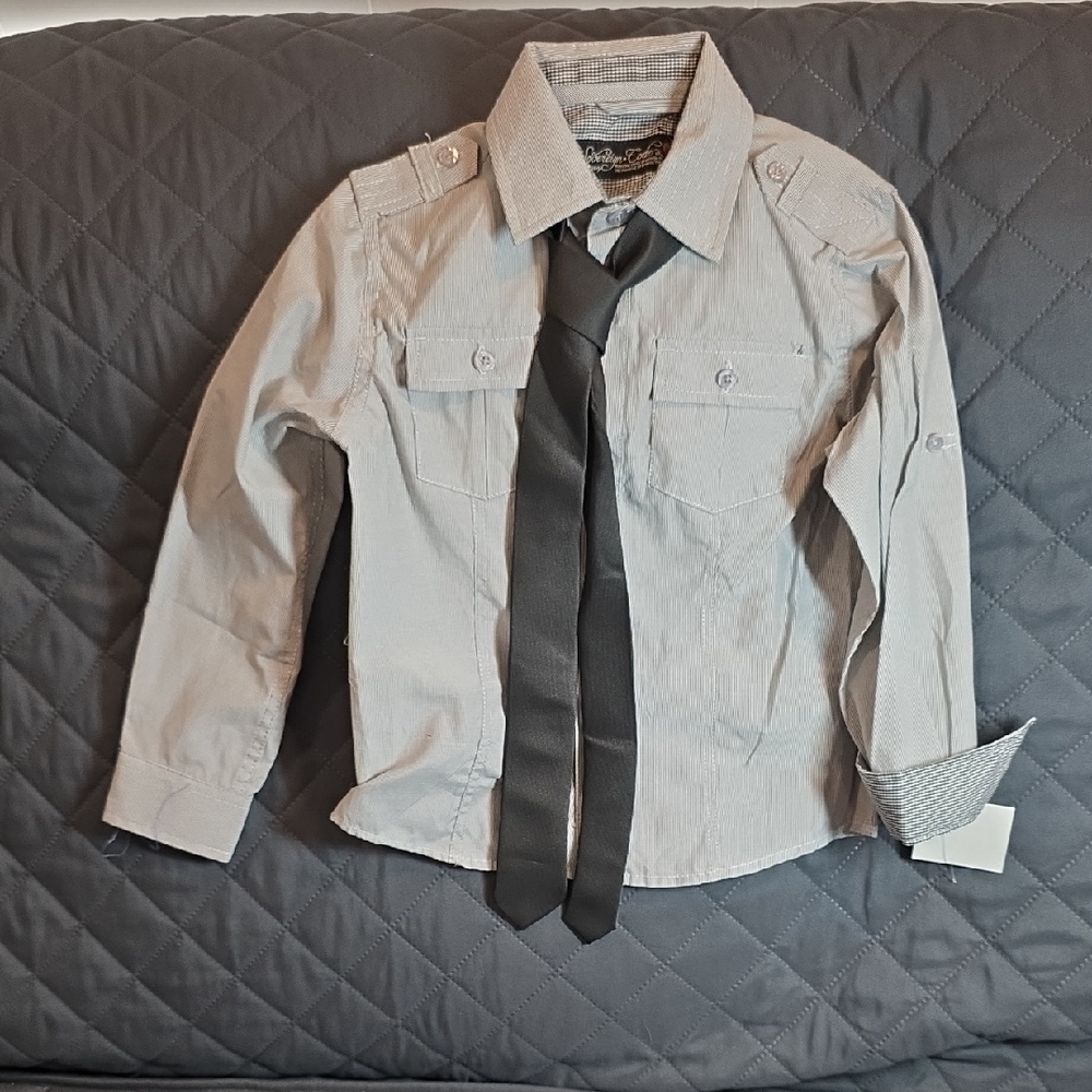 Sovereign Code Grey and White Pinstriped Shirt